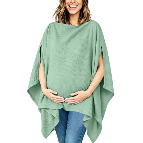 Maternity Nursing Cover For Breastfeeding, Solid Color Multi-Use Scarf & Car Seat Canopy, Versatile Baby Shower Gift For New Moms, Soft Breathable Fabric Green Free Size