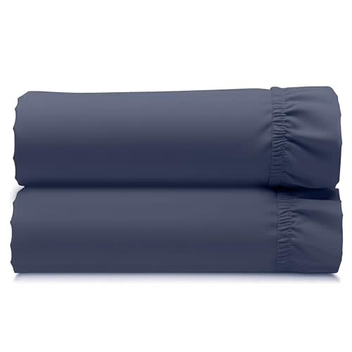 California Design Den 2-Pack King Fitted Sheets Only - Soft 400 Thread Count Sateen, Natural 100% Cotton King Fitted Sheet Only Deep Pocket, No-Pop Off Elastic, Durable - Indigo Dusty Blue