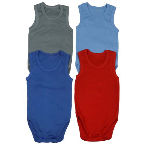 ToBeInStyle Boy's Pack of 4 Ultra-Soft Cotton Baby Tank Top Bodysuits - Cool - 3-6 Months Old