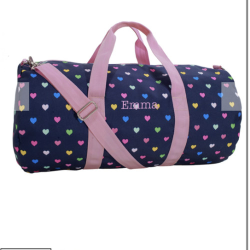 Mackenzie Navy Pink Multi Hearts Duffle Bag | Pottery Barn Kids