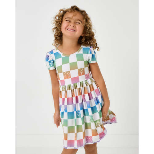 Ombre Cheery Checks Skater Dress with Bodysuit | Little Sleepies
