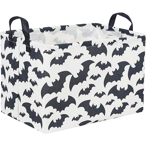 Sanjiaofeng Rectangular Kids Storage Bins,Halloween Baskets Bat Basket Organizer.Waterproof PE Coating Storage with Handles.Clothers,Toys,Books,Kid's Gifts Storage. (Bat)