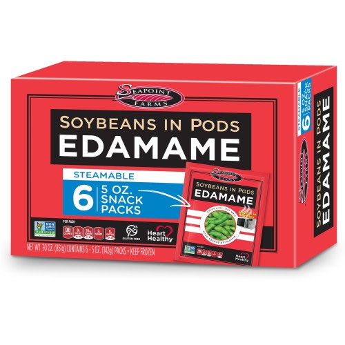 Seapoint Farms Edamame Soybeans in Pods, Net Wt 30 oz (851g), Contains 6-5 oz (142g) packs, 6 Count (Frozen)