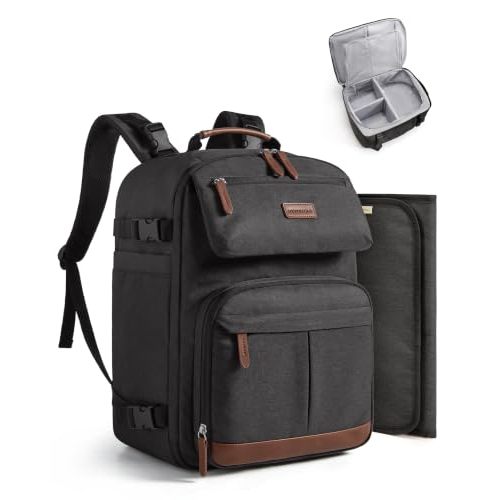 mommore Diaper Bag Backpack Multi-Pocket Travel Baby Bag with Changing Pad | Suitcase-style, Insulated Pockets, Easy-access, Stroller-friendly, for Mom Dad, Travel Essentials, Newborn Baby Shower Gifts
