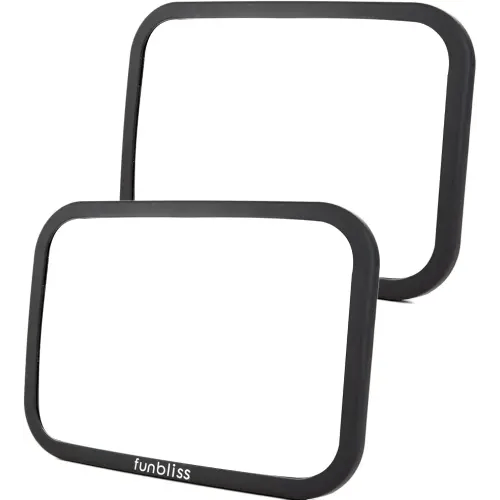 Funbliss Rear Facing Car Seat Mirrors - Shake-proof & Shatterproof Baby Car Mirror for Backseat - Clear Wide View, Easy Install, 2 Pack for Multiple Kids