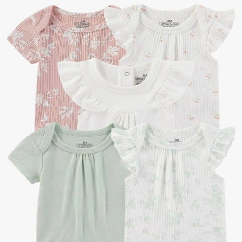 Baby Bodysuits Ribbed Mix Summer Newborn Boy Girl Clothes 5-pack