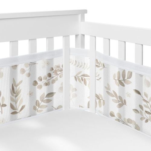 Sweet Jojo Designs Gender Neutral Unisex BreathableBaby Breathable Mesh Crib Liner Baby Nursery Botanical Ivory Beige