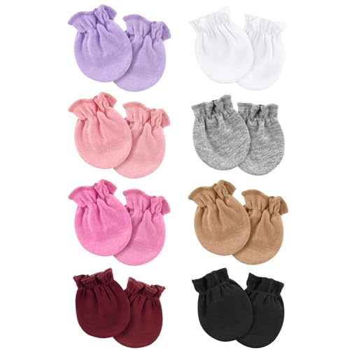 AQOKKA Newborn Baby Mittens No Scratch Cotton Elastic Wrist Gloves Infant Toddler Mittens for Baby Boy Girl 0-6 Months