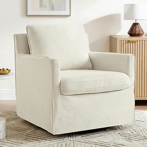KISLOT Swivel Accent Chair Rocking Recliner 360 Degree Swivel Armchair Machine-Washable Slipcover for Nursery Living Room Bedroom