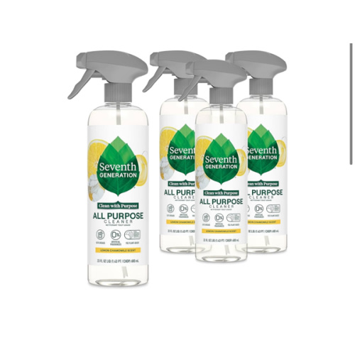 Seventh Generation All Purpose Cleaning Spray Surface Cleaner Lemon Chamomile scent Cuts Grease 23 oz, Pack of 4