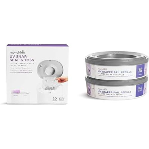 Munchkin® Refill Set for UV Diaper Pail - Includes 20 UV Snap, Seal & Toss™ Refill Bags and 2 UV Refill Rings