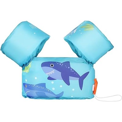 MoKo Swim Arm Band for Kids 20-30-40-50lbs, Toddler Swim Vest Cute Cartoon Swimming Wings Pool Floats Sleeve Children Water Sports Learning Swim Training Equipment, Blue