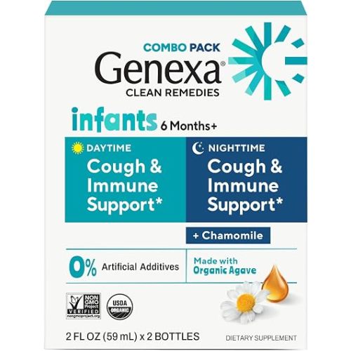 Genexa Baby Day + Night Cough & Immune Support, Made Clean, 4 fl oz, 2 Pack