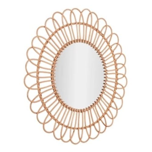 Boho Woven Natural Rattan Sunburst Decorative Accent Wall Mirror - 25"