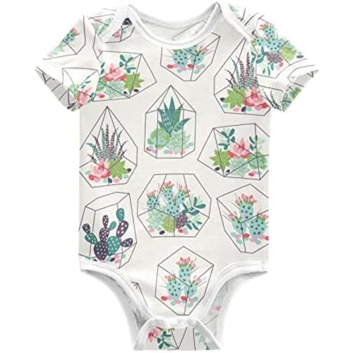 vvfelixl Baby Girls' Bodysuits Llama Alpaca Cactus Short Sleeve Cotton Baby Clothes For Girls 0-24 Months Black