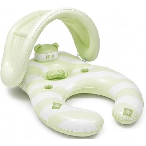 Baby Floaties for Pool | Float Together Infant Seat with Removable Canopy, Soft Leg Cradles & Inflatable Headrest | Non-Toxic PVC | Infant Support Seat, Baby Inflatable Seat for Babies Cute Mom Set