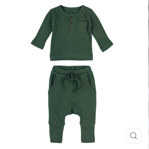 Evergreen | Organic Thermal Henley & Jogger Set – L'ovedbaby
