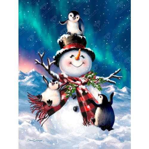 Penguin Snow Day — 22" x 29" (55.6cm x 73.7cm) / Round with 73 Colors including 4 ABs and 7 Fairy Dust Diamonds / 54,136