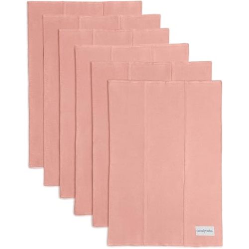 Comfy Cubs Baby Burp Cloths Set (Pack of 6) - Large, 6-Layer, Ultra Absorbent 100% Cotton for Infant Spit-Up, Drool, and Messes - Soft, Gentle, Thoughtful New Born Baby Gifts, Bold Blush