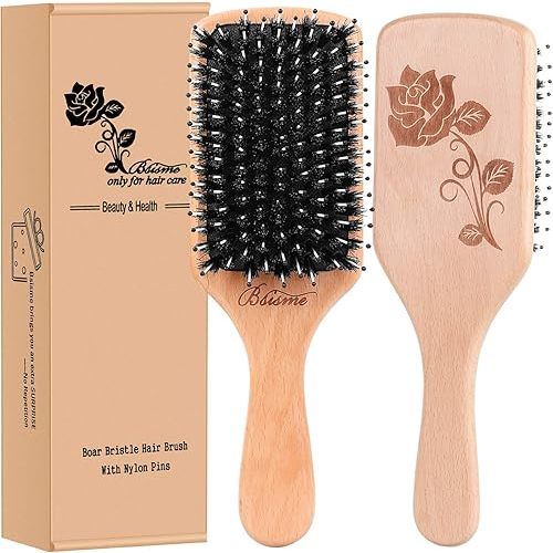 Hair Brush Boar Bristle Hair Brushes for Women Curly Hair, Best Paddle Detangling Brush Detangler for Girls Kids,Smooth Hair Add Shine