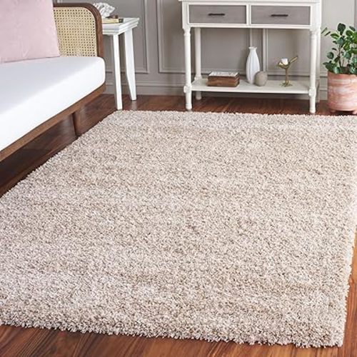 SAFAVIEH California Shag Collection Area Rug - 5'3' x 7'6', Beige, Non-Shedding & Easy to Clean, Ultra Plush Thick Pile, Ideal for Living Room, Bedroom, Dining Space (SG151-1313)