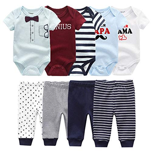 Baby Layette Set Baby Boys' 9-Piece Bodysuits Pants Set Toddler Girl Boy Unisex Baby Gift Sets