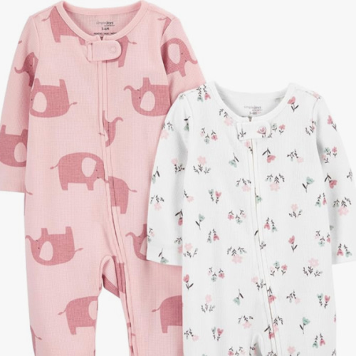 Simple Joys by Carter's baby-girls 2-way Zip Thermal Footed Sleep and Play, Pack of 2