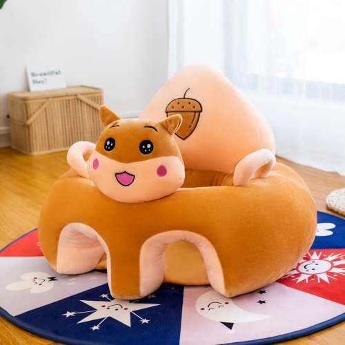 Baby Support Chair Infant Sitting Learning Sofa with Soft Fleece Animals Design Non-Slip Bottom for Spine Protection and Comfortable Play Seating Seasonal Savings for the Holidays (No filling cotton)