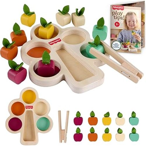 Fisher-Price Wood Montessori Toy Sorting Tree, American Montessori Society Seal of Excellence, Wooden Learning Activity Puzzle & Expert Play Tips for Preschool Kids Ages 3+ Years​ (Amazon Exclusive)
