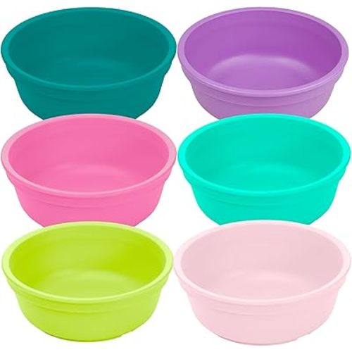 Re-Play 12 oz. Toddler Bowls Set of 6 - Kids Deep-Walled, Durable & Reusable Snack and Meal Bowls, Dishwasher & Microwave Safe, BPA-Free, Made in USA from Recycled Plastic, Fairytale