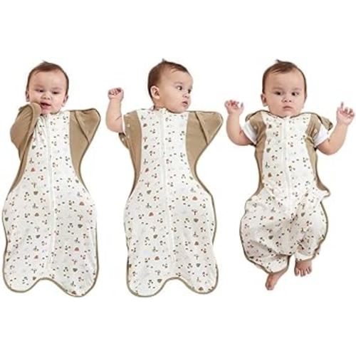 Transition Swaddle Sleep Sack, 3-6 Months, 12-18 lb, Arms In/Out, 2-Way Zipper, Moisture-Wicking Fabric, Improves Sleep, Snug Fit, Helps Calm Startle Reflex (Bear and the Forest)