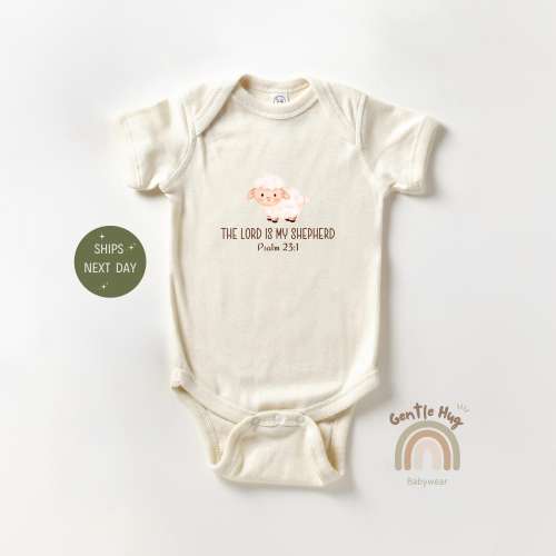 The Lord Is My Shepherd Psalm 23:1 Baby Apparel, Christian Baby Bodysuit, Announcement Baby Apparel, Religious Apparel, Natural Baby Apparel