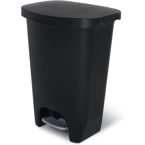 Glad 13 Gallon Trash Can | Plastic Kitchen Waste Bin with Odor Protection of Lid | Hands Free with Step On Foot Pedal and Garbage Bag Rings, Black