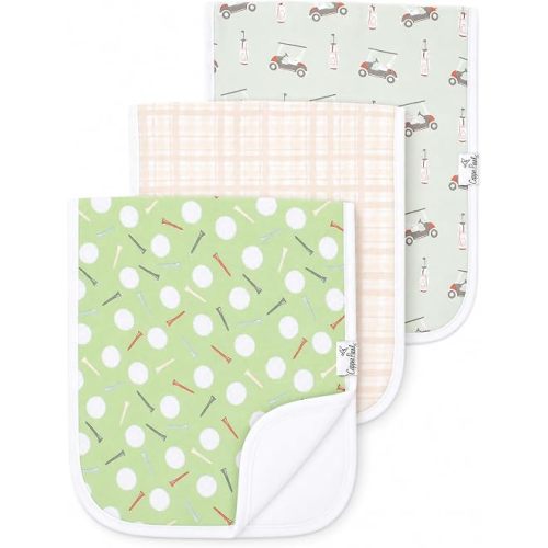 Copper Pearl Premium Baby Burp Cloths - 3-Pack Large Cotton Burp Cloths, Extra Soft Spit Up Rags with 3 Absorbent Layers, Perfect for Baby Boy and Baby Girl Gifts (21" x 10" Size, Bogey Set)