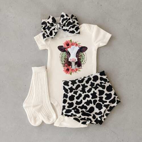 Cow Print Baby Bummies Set: Little Cowgirl Country Newborn Outfit