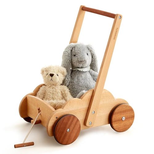 Beright Wooden Baby Walker Push Toy, Learning Educational Walking Toys for Babys Toddles, Natural Wood, not with Building Blocks