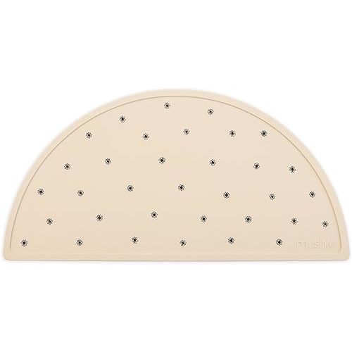 mushie Silicone Placemat for Kids | BPA-Free Non-Slip Design (Black Daisy)