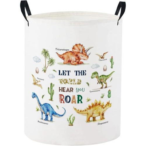 Baby Laundry Hamper kids laundry Basket Waterproof Laundry Bag for Bedroom Clothes Organizer Room Décor(Dinosaur)