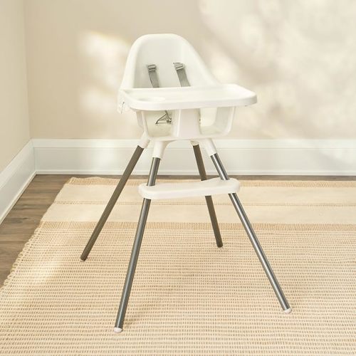 Regalo Baby Basics® High Chair for Babies and Toddlers, Baby High Chair with Removable Oversized Tray & Cup Holder, 5-Point Harness, Easy to Clean Toddler High Chair, White