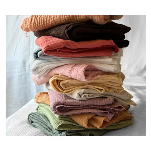 Crinkle Double Gauze Fabric, 100% Cotton Muslin, Per Yard