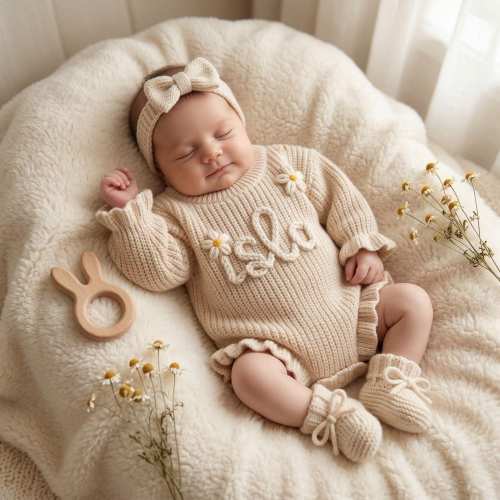 Personalized Baby Romper Set, Embroidered Baby Onesie, Newborn Outfit Baby Girl