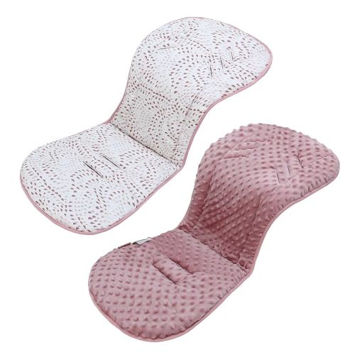 Baby Stroller Cushion,Soft Minky Dotted and Printed Stroller Seat Liner-Reversible Universal Breathable and Soft Newborn Stroller Pad, Cotton Infant Car Seat Insert-82x37cm,1 Pack(Pink Raindrops)
