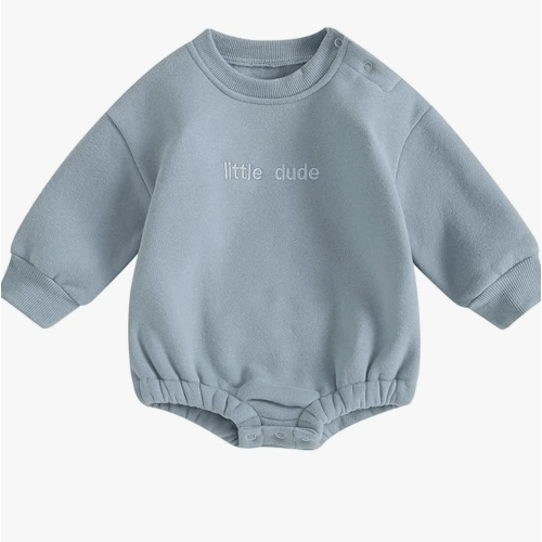 VISGOGO Newborn Infant Baby Boy Girls Oversized Romper Little Dude Sweater Onesie Coming Home Outfit Neutral Clothes