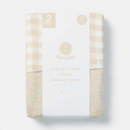 Dymples Organic Cotton Fitted Bassinet Sheet 2 Pack - Natural