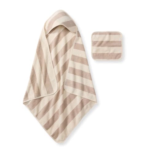 Burt's Bees Baby 100% Organic Cotton Woven Terry Towel & Washcloth Set | Soft & Absorbent Hooded Towel & Washcloth for Infants, Toddlers and Kids, Unisex Bath & Nursery Essentials, Measures 32"x 32"