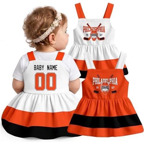 KREDE Baby Girl Clothes Personalised Baby Strap Dress Custom Name Number for Baby Girl Gifts