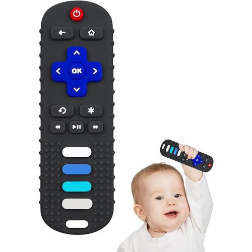 YAPROMO Baby Silicone Teething Toys, Toy Remote for Babies 3-18 Months, Kids Remote Teething Toy, TV Remote Shaped Teethers BPA Free/Refrigerator Safe