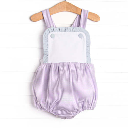 Claire Ruffle Sunsuit, Blue and Purple Stripe – Stitchy Fish