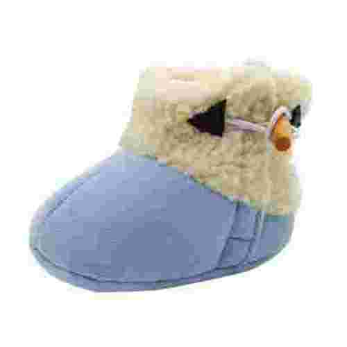 Povozer Baby Booties Hand Crochet Knit Cotton Bootie Soft Cozy Warm Socks Shoes First Walkers for Boy Girl(Blue,One Size)