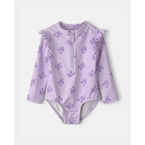 Baby Girl Sea Animal 1-Piece Rashguard Swimsuit - Purple | Carter's